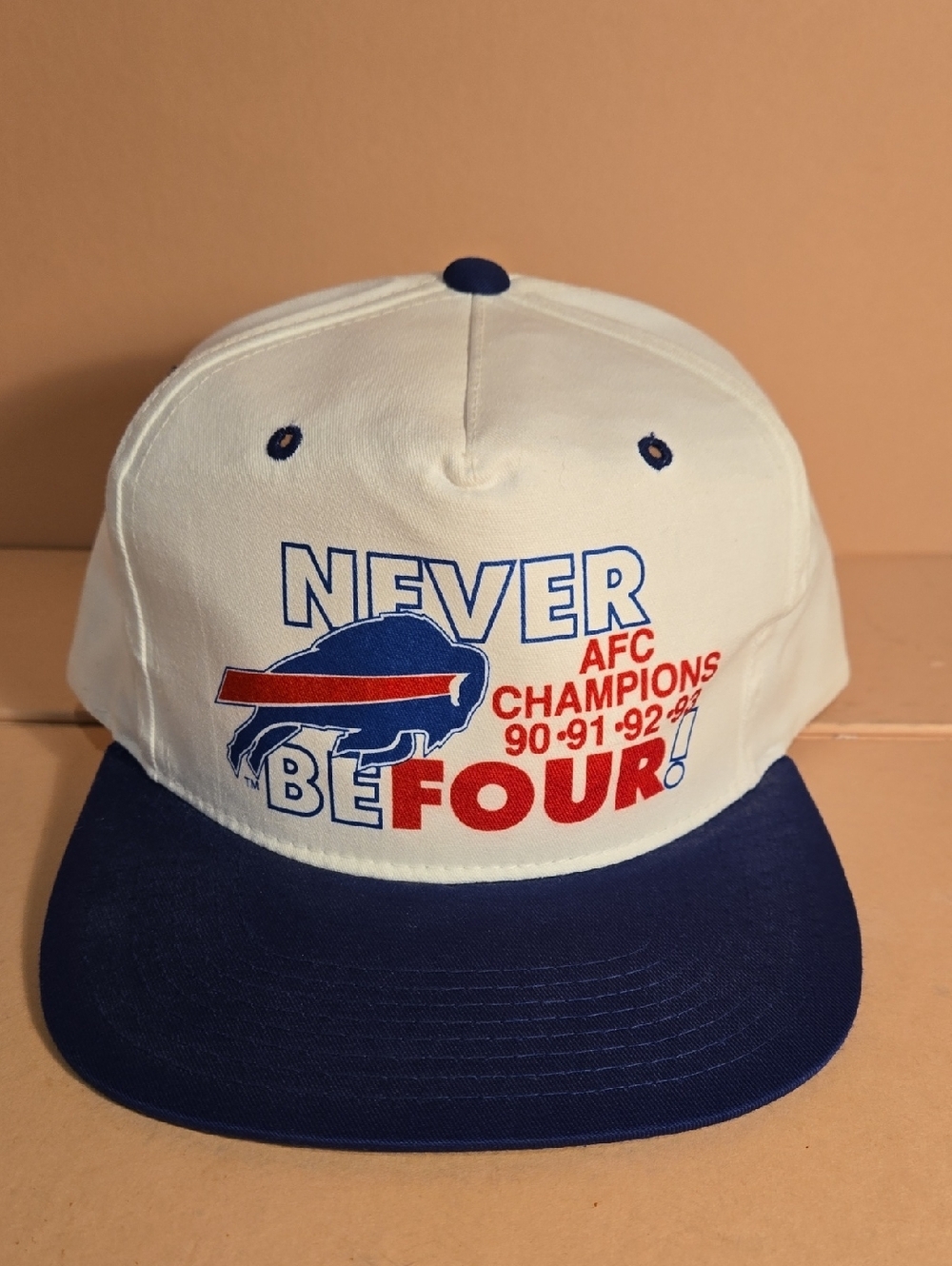 Vintage 90’s Buffalo Bills “Never BeFour” AFC Champ New Era Snapback Hat NFL